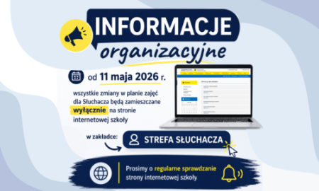 Zmiany w planie zajęć dla Słuchacza