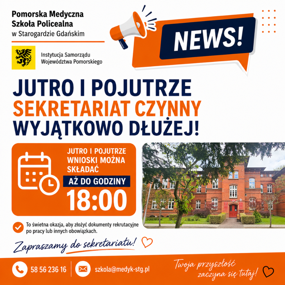 Wydłużone godziny pracy sekretariatu w dniach 18-19.06.2026 r.