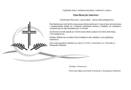 Z głębokim żalem żegnamy Panią Henrykę Sakowicz